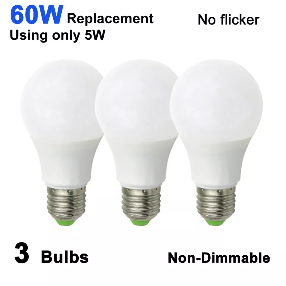 3pcs E27 A19 LED Light 12-24V 5W Globe RV/Boat/Solar Bulb Lamp Equivalent 60W - Image 1 of 4