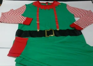 Boy's Size Large (10-12?) 100% Cotton Red & Green Christmas Elf  PJ Set EUC  - Picture 1 of 7