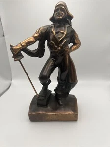 VINTAGE METALL/BRONZE PIRAT/SWASHBUCKLER FREIBEUTER STATUE BUCHSTÜTZE 8" - Bild 1 von 6