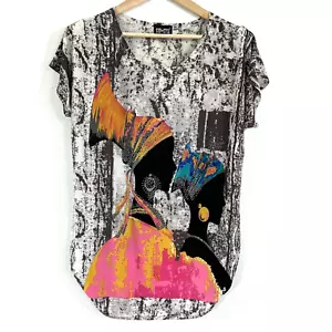 Step In Style Blouse Womens Large Afro Style Multi Beaded Scoop Neck Cap Sleeve - Picture 1 of 9