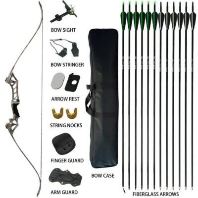 60lb 57" Archery Takedown Recurve Bow 12XArrows Set Right Hand Adult Camo Riser  - Image 1 of 4