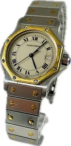 Discount Cartier Santos Octagon W2001583 187902 Quartz Ivory Excellent++ A2299 - Picture 1 of 12