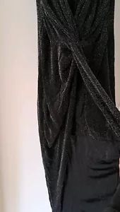 Sparkly Black Dress Tabby Metallic Knot Front Detail Maxi Dress BNWT Size UK 14 - Picture 1 of 9