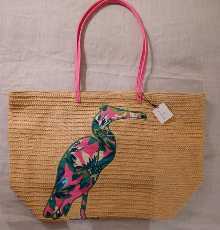 Vera Bradley Flamingo Seashore Beach Bag Tote Tropical Paradise