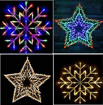 Xmas Christmas Snowflake Star Lights Silhouette Light Decoration Window Indoor - Image 1 of 4
