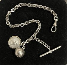 19g T Bar Mix Metal Cable Rolo Watch Chain Fob 8.5” 5mm W Ornate Charms Art Deco