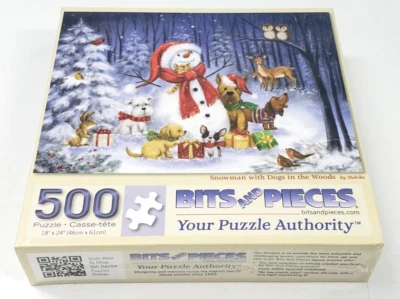 NUEVO Rompecabezas Makiko MUÑECO DE NIEVE CON PERROS EN EL BOSQUE 500 piezas gruesas Foto 1 de 4