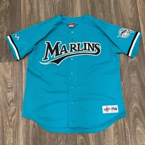 Camiseta de béisbol de colección de los Florida Marlins para hombre XL azul majestuosa colección de diamantes años 90 - Imagen 1 de 11