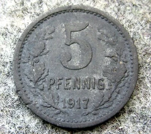 GERMAN NOTGELD Prussian province of Rhine Bonn-Siegkreis 1917 5 PFENNIG, ZINC - Picture 1 of 4