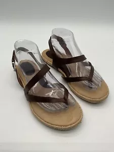 Born Lucila Strappy Thong Sandals Womens Size 8M Brown Leather Slingback Z39523 - Picture 1 of 16