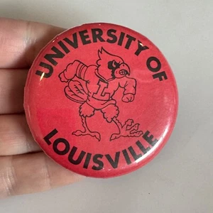 Vintage University of Louisville Button Pin U of L Cardinals Cardinal Bird Louie - Picture 1 of 3
