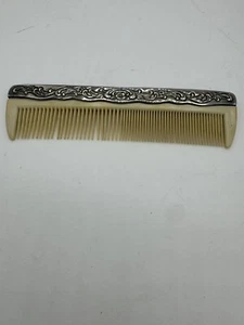 Ornate Vintage Vanity Hair Comb Silver Plate Heavy 7” - Picture 1 of 3
