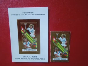 G 5428 TOGO 1988 OLYMPICS GOLD FOIL STEFFI GRAF MI 328 B IMPERF + 2122 MNH - Picture 1 of 3
