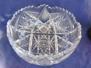 Antique/Vintage ABP Cut Glass Dish Star, Golfball, Diamond & Fan 7" Bowl - Picture 1 of 11