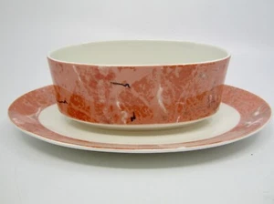 Villeroy & Boch Siena Gravy Boat With Attached Underplate Marble Orange Salmon - Picture 1 of 4