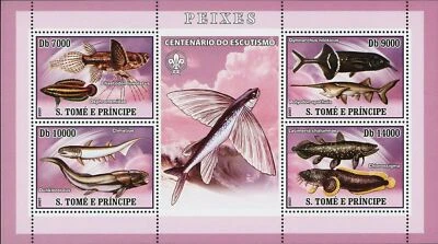 Fish Stamp Chaetodon Lineolatus Osphronemidae Climatius S/S MNH #3012-3015 - Image 1 of 4