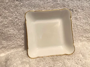 White W/Gold Trim Haviland Limoges 1880s CFH/GDM Soap Trinket Dish 3" x 3" Franc - Picture 1 of 3