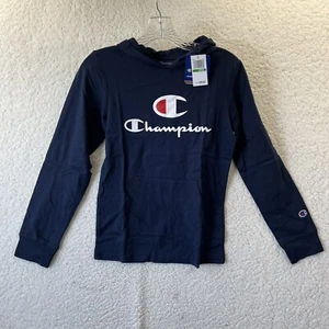 Champion Youth Authentic Athletic Wear Navy Blue Long Sleeve Thin Hoodie Large - Picture 1 of 11