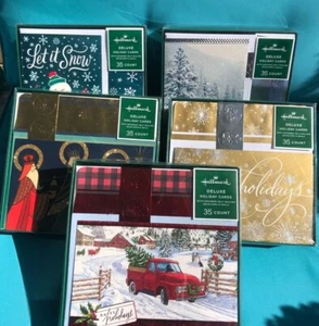 35 Count Hallmark Deluxe Holiday Christmas Cards with Envelopes and Foil Seals. - Picture 1 of 11