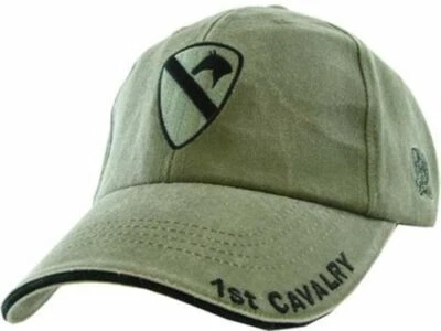  ARMY 1ST CAVALRY DIVISION HAT EMBROIDERED U.S MILITARY BALL CAP STONE WASHED OD - Photo 1/4