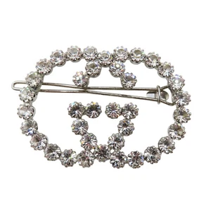 GUCCI Crystal Embellished GG Hairpin Silver Plated - Picture 1 of 5