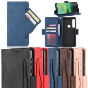 Funda tipo billetera abatible de cuero magnético para Motorola Moto One Zoom E6 Play Plus - Imagen 1 de 17