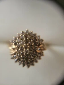 10K Yellow Gold  Diamond Cluster Ring Size 5 VINTAGE - Picture 1 of 4