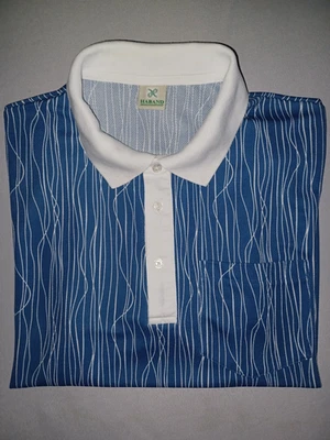 Vintage Men's Haband 1970's Polyester & Cotton Blue & White Short Sleeve Shirt L - Image 1 of 4