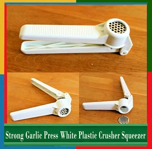 Strong Garlic Press White Plastic  Presser Crusher Squeezer Masher easy to clean - Picture 1 of 4