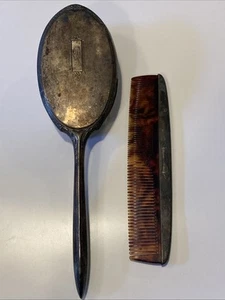 Antique Webster Sterling Silver Brush & Comb Set. Faux Tortoise Shell - Picture 1 of 14