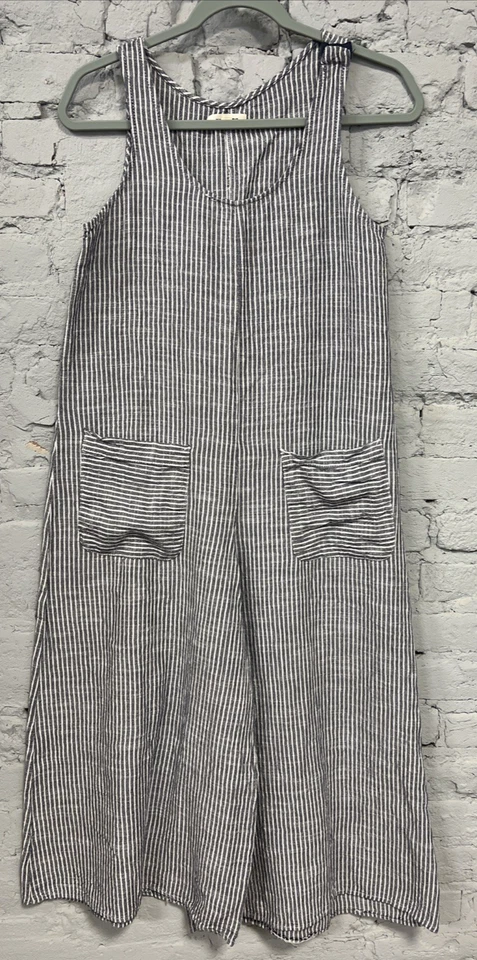 Mono mameluco para mujer Max Studio talla mediana a rayas gris/blanco bolsillos Foto 1 de 4