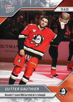 2025-26 NHL TOPPS NOW® Pegatina #28 🏒 Cortador Gauthier 1er 🎩 Anaheim Ducks 🦆 Foto 1 de 2
