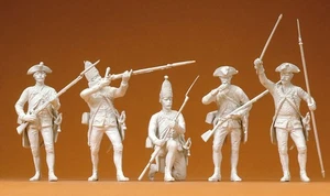 1:24 Preußen Militär 1756 - im Feuergefecht- 5 unbemalte Figuren - Preiser 57811 - Bild 1 von 1