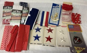 Lotto Nastro Bias Applique Bordi Rosso Bianco Blu Vintage - Foto 1 di 7
