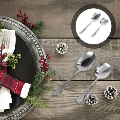  2 Pcs Cucchiaio Insalata Cucchiaione Da Cucina Acciaio Inossidabile - Immagine 1 di 4