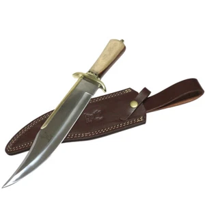TheBoneEdge 15" Hunting Bowie Knife Brown Wood Handle & Brass Work Hand Crafted - Picture 1 of 1