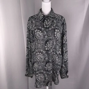 Diane Von Furstenberg DVF Top Womens M L Black Blouse The Color Authority Vtg - Picture 1 of 12