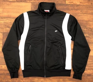 Vintage  80s 90s Nike Mens Gray Tag Track Jacket Warm Up L Satin Black White - Picture 1 of 9