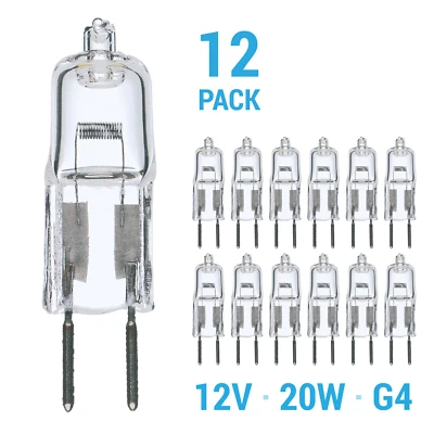 SATCO 12 Pack JC T3 Clear Light Bulb 20W 12V Bi-Pin 2-Pin G4 2900K Warm White Dimmable