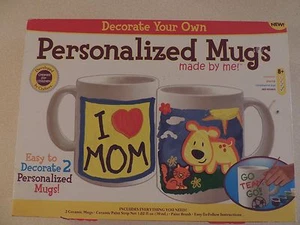 MADE BY ME Decorate Your Own 2 Personalized Porcelain Mugs Crafts For Kids - Picture 1 of 2