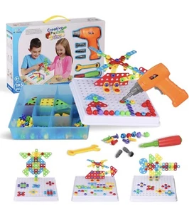 Haifeng STEM Toys for 3+ Year Old, DIY Creative Mosaic Drill Set for Kids, Elect - Picture 1 of 6