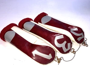 Vintage Golf Head Covers Burgundy Red & White Vinyl Kunstleder 1,3,5 - Bild 1 von 9