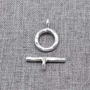 4sets of 925 Sterling Silver Circle Hammered Toggle Clasps for Bracelet Necklace - Picture 1 of 4