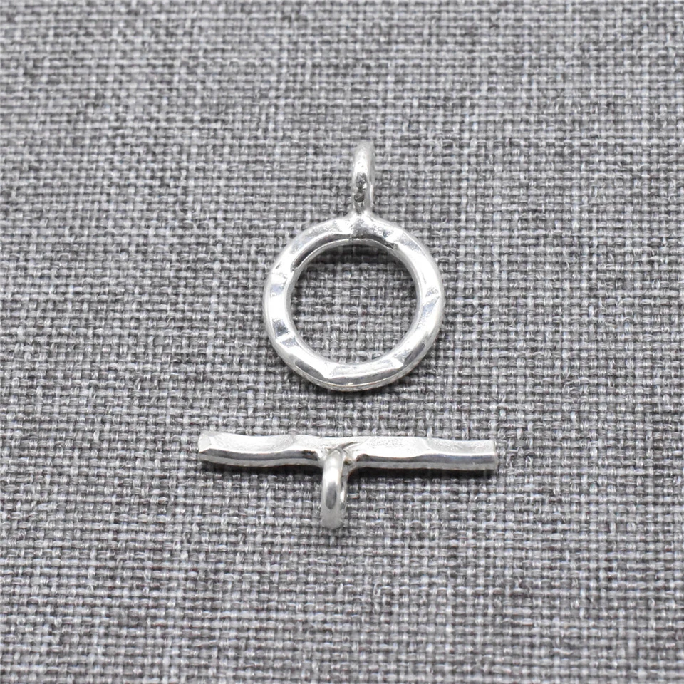 4 juegos de broches de palanca martillados circulares de plata de ley 925 para collar de pulsera Foto 1 de 4