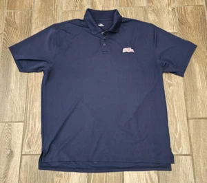 Under Armour Ole Miss Rebels Polo Shirt Blue Basketball Baseball Football L XL - Picture 1 of 5