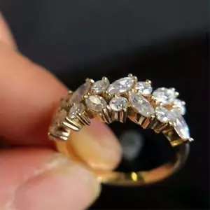 2.50Ct Marquise Cut Moissanite Women's Engagement Ring 14K Yellow Gold Finish - Picture 1 of 5