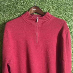 Tommy Bahama Sweater Mens XXL Merino Wool Red Quarter Zip Casual Pullover - Picture 1 of 9