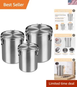 Compact Stainless Steel 100% Airtight Canisters Sets for Small Kitchens | Met... - Picture 1 of 10
