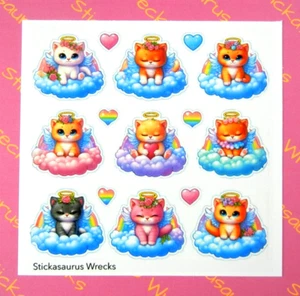 Angel Cats & Hearts Sticker Sheet - Picture 1 of 3