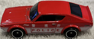 hot wheels nissan skyline 2000gt-r police, red and white, loose